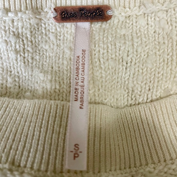 Free People “Found My Friend” Pullover Crewneck Sweater Cream Size Small NWT - Picture 5 of 11